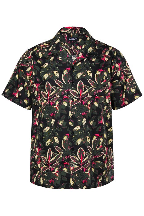 Viskózová košile Men+, krátké rukávy, plošný potisk, Cuba límeček, Cuba střih, do 8XL
