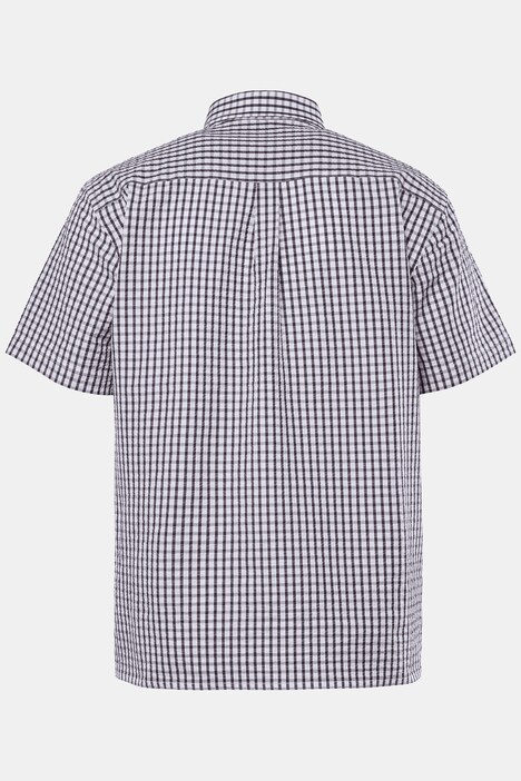 Chemise Men+ en seersucker à carreaux, manches courtes et col à pointes boutonnées, coupe Comfort Fit - jusqu'au 8 XL