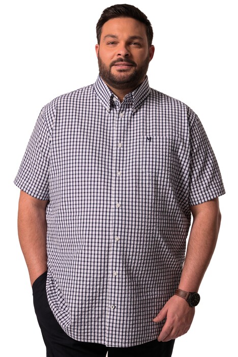 Kostkovaný košile Men+, krátké rukávy, seersucker, límeček s knoflíky, Comfort střih, do 8XL