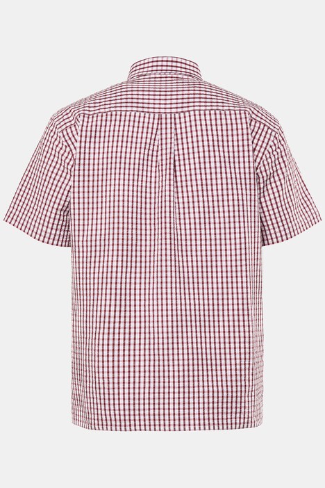 Chemise Men+ en seersucker à carreaux, manches courtes et col à pointes boutonnées, coupe Comfort Fit - jusqu'au 8 XL