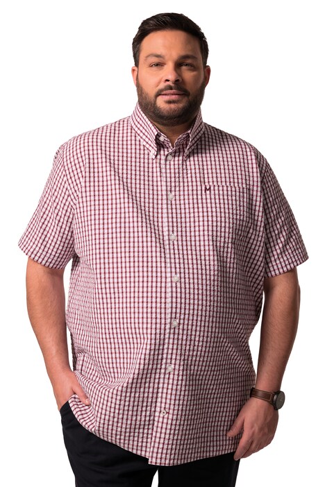 Kostkovaný košile Men+, krátké rukávy, seersucker, límeček s knoflíky, Comfort střih, do 8XL
