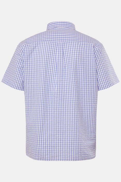 Chemise Men+ en seersucker à carreaux, manches courtes et col à pointes boutonnées, coupe Comfort Fit - jusqu'au 8 XL