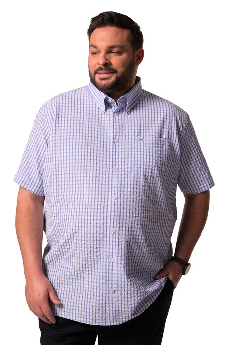 Kostkovaný košile Men+, krátké rukávy, seersucker, límeček s knoflíky, Comfort střih, do 8XL