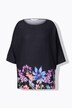 Blouse, oversized, mousseline, bloemen bij de zoom