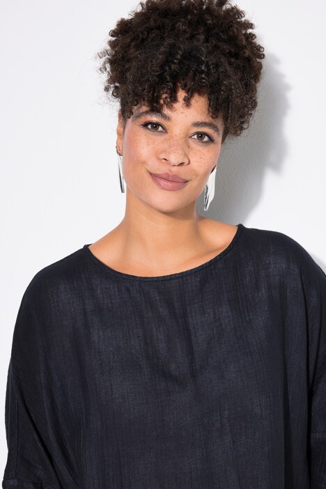 Blouse, oversized, mousseline, bloemen bij de zoom