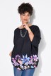 Blouse, oversized, mousseline, bloemen bij de zoom