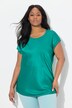 Satijnen overhemdblouse, classic, ronde hals met glitternaad, mouwloos