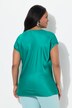 Satijnen overhemdblouse, classic, ronde hals met glitternaad, mouwloos
