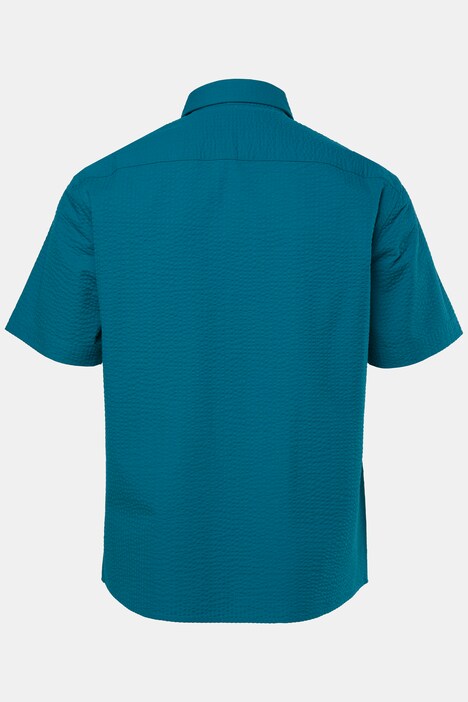 Chemise Men+ en seersucker, manches courtes et col Kent, coupe Boxy Fit - jusqu'au 8 XL
