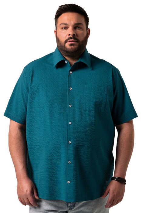 Seersucker košile Men+, krátké rukávy, Kent límeček, Boxy střih, do 8XL
