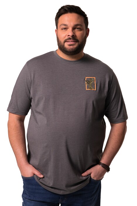 Tričko Men+, krátké rukávy, potisk, melanž žerzej, do 8XL