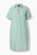 Coastal Striped Short Sleeve Collared Linen Blend Dress