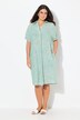 Coastal Striped Short Sleeve Collared Linen Blend Dress