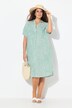 Coastal Striped Short Sleeve Collared Linen Blend Dress