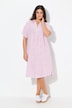 Robe oversize en lin mélangé. Rayures. Col chemise et manches courtes
