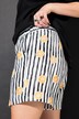 Striped Fruit Print Elastic Waist Muslin Shorts