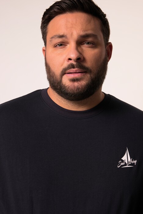 Men+ T-shirt, mavevenlig pasform, print, korte ærmer, op til str. 8XL