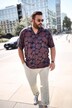 Men+ viscose overhemd, korte mouw, all-over print, Cubaanse kraag, Cubaanse fit, tot 8XL