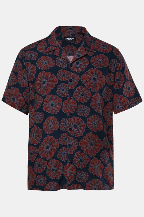 Chemise Men+ en viscose, imprimé all-over, manches courtes et col cubain, coupe Cuba Fit - jusqu'au 8 XL