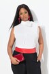 Blouse sans manches en crêpe. Nœud fantaisie. Col montant