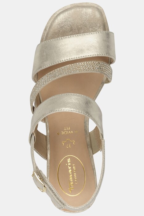 Leren sandalen, Tamaris Comfort, blokhak, comfortabele wijdte