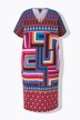 Robe en jersey à imprimé graphique. Décolleté V et manches courtes