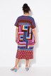 Robe en jersey à imprimé graphique. Décolleté V et manches courtes