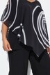 Blouse, dubbel gelaagd, puntzoom, V-hals, korte mouwen
