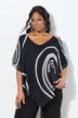 Blouse, dubbel gelaagd, puntzoom, V-hals, korte mouwen
