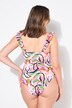 Maillot de bain à bonnets souples, ruchés, imprimé coloré