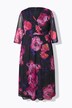 Mesh maxi-jurk, bloemen, V-hals, halve kapmouwen
