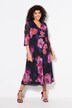 Mesh maxi-jurk, bloemen, V-hals, halve kapmouwen