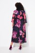 Mesh maxi-jurk, bloemen, V-hals, halve kapmouwen