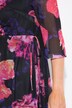 Mesh maxi-jurk, bloemen, V-hals, halve kapmouwen