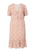Midi šaty, A střih, drobný květinový potisk, volán