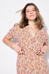 Midikjole, A-linje, minimalt med blomster, volang