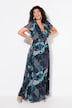 Maxi-jurk, riem, V-hals, halflange kapmouwen