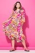 Maxi-jurk, abstracte print, 3/4-mouw, volants