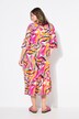 Maxi-jurk, abstracte print, 3/4-mouw, volants