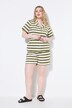 Pyjamas, kort todelt sett, oversized, frotté, striper