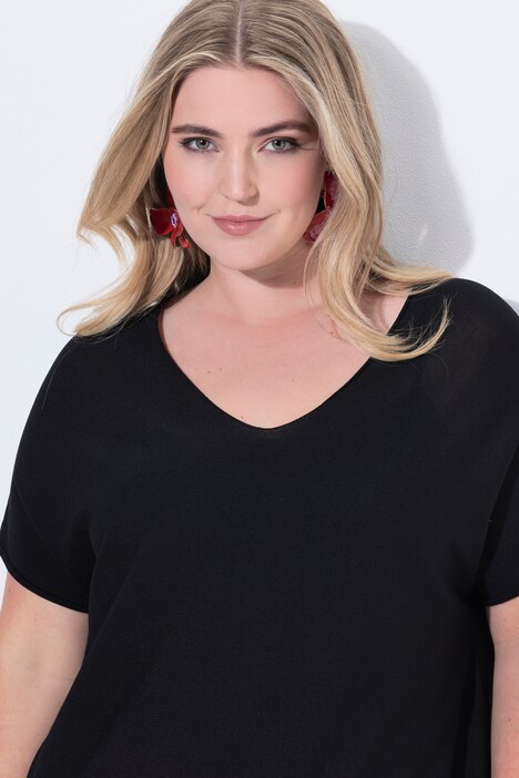 Strikket T-shirt, oversized, åbne kanter
