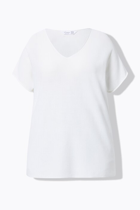 Strikket T-shirt, oversized, åbne kanter