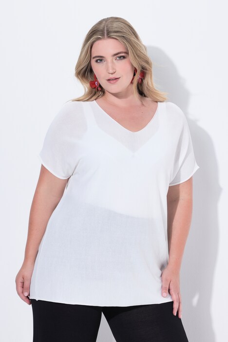Strikket T-shirt, oversized, åbne kanter