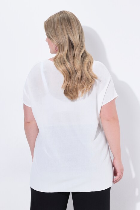 Strikket T-shirt, oversized, åbne kanter