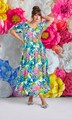 Robe maxi en lin mélangé. Poches. Décolleté rond et manches courtes