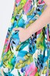 Robe maxi en lin mélangé. Poches. Décolleté rond et manches courtes