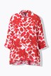 Bluse, blomster, høj søm, skjortekrave, 3/4-ærmer