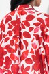 Bluse, blomster, høj søm, skjortekrave, 3/4-ærmer