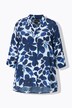 Blusa con fiori, orlo a punte, collo da camicia e maniche a 3/4