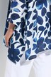 Blusa con fiori, orlo a punte, collo da camicia e maniche a 3/4